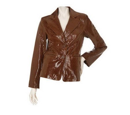 Bradley by Bradley Bayou Croco Embossed Patent Leather Blazer - A86769