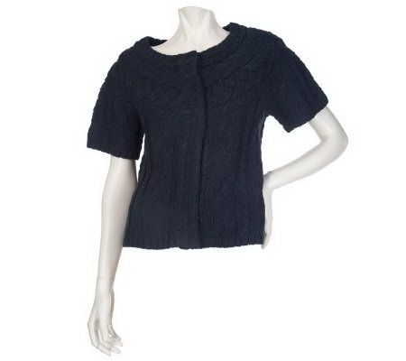 Motto Cropped Short Sleeve Crew Neck Cardigan - A89269