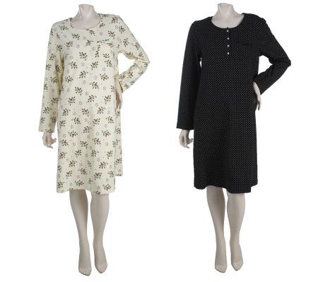 Carole Hochman 2-pack Holiday Cotton Jersey Sleep Tees - A209870