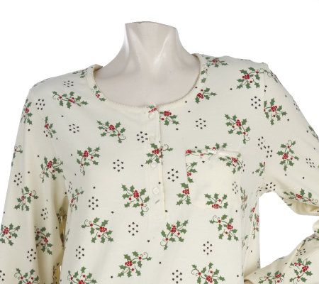 Carole Hochman 2-pack Holiday Cotton Jersey Sleep Tees