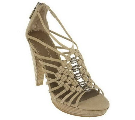 B. Makowsky Leather Platform Heels with Ornament Detail - A213970