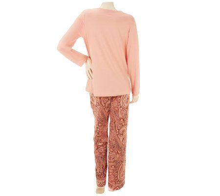 Liz Claiborne New York Paisley Printed Jersey 2pc Pajama Set