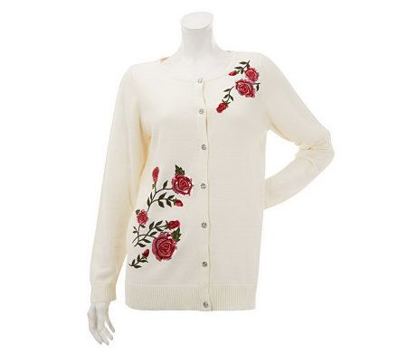 Quacker Factory Sparkle Rose Cardigan - A218370