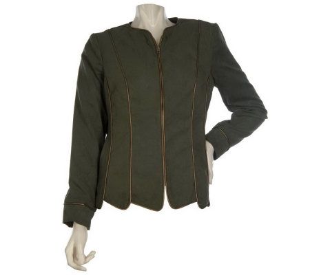 Linea by Louis DellOlio Faux Suede Jacket with Metallic Detail - A218570