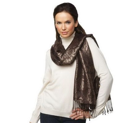 Liz Claiborne New York Damask Pashmina with Fringe Detail - A220270