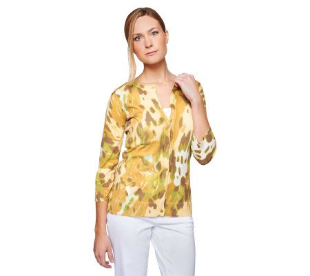 Isaac Mizrahi Live! Abstract Butterfly Print Cardigan - A221270