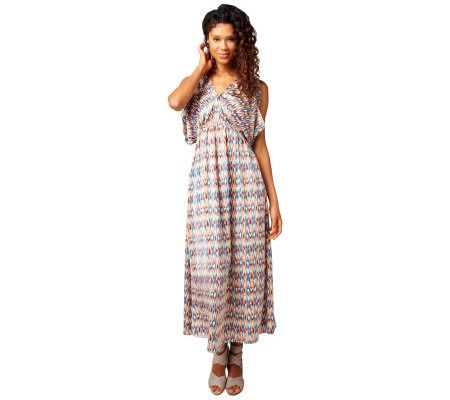 GF by Geren Ford Watercolor Ikat Print Maxi Dress - A222570