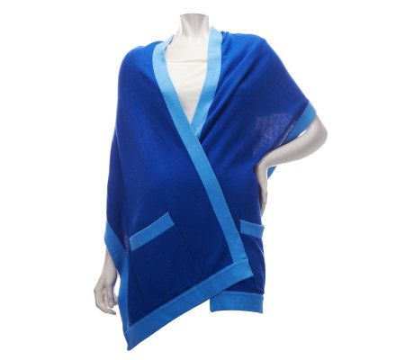 Dennis Basso Contrast Trim 70 1/2 Long Stole with Pockets - A223470