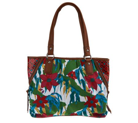 Tignanello Rain Forest Canvas Tote Bag with Zipper Details - A225070