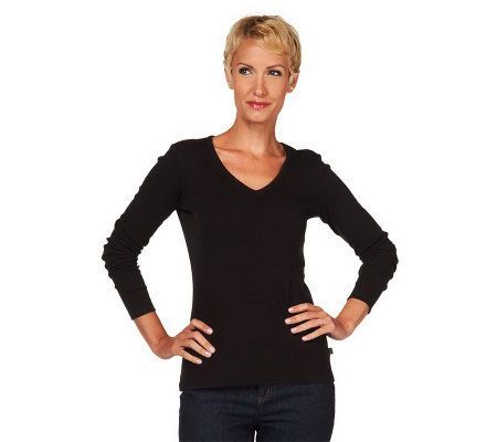 Liz Claiborne New York Essentials Ribbed V-Neck T-Shirt - A226470