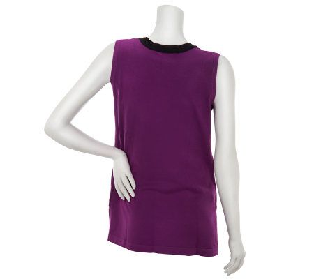 Bob Mackies V-Neck Button Front Knit Vest with Pocket Detail