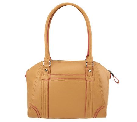 Tignanello Pebble Leather Satchel with Painted Edge Detail
