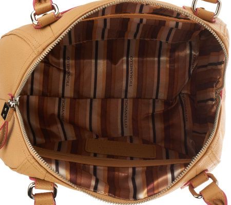 Tignanello Pebble Leather Satchel with Painted Edge Detail