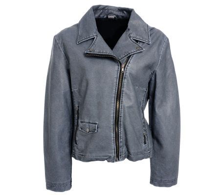 Excelled Ladies Washed Faux LeatherMotocycleJacket - A246070