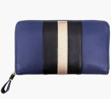 Perlina Leather Color Striped Wallet - A325470