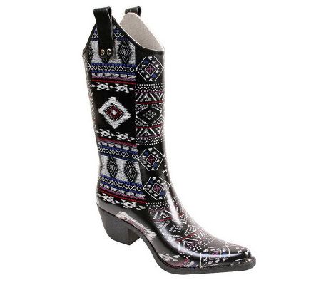 Nomad Yippy Western Style Black Native Rain Boots - A327470