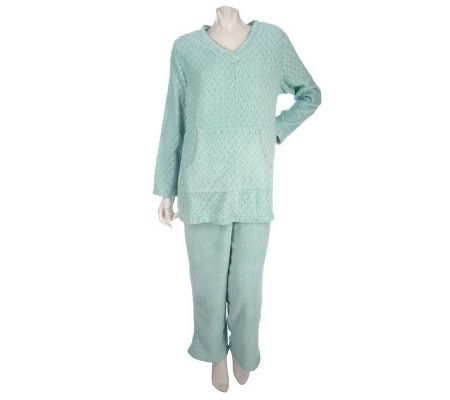 Stan Herman Chevron Plush 2 Piece Lounge Set with Textured Top - A202971