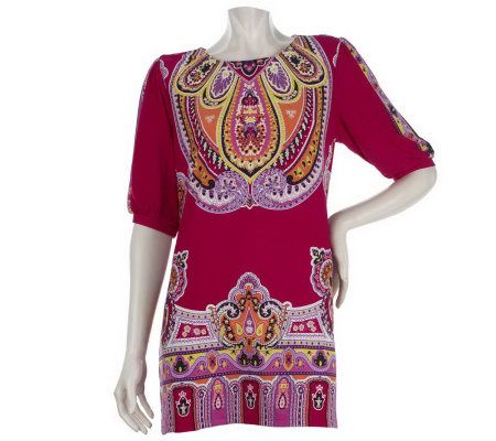 Effortless Style by Citiknits Paisley Print Scoopneck Tunic - A213871
