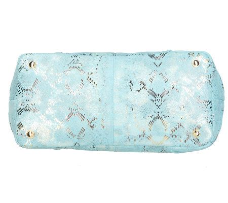 B.Makowsky Leather Double Zip-Top Satchel with Zipper Pocket