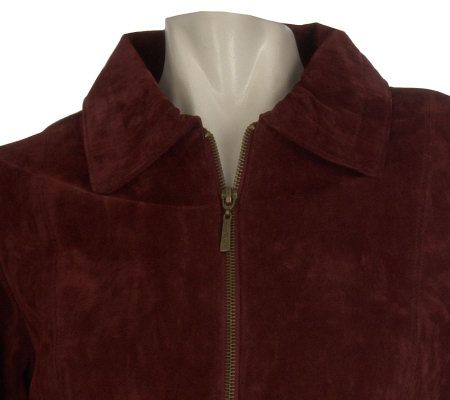Linea by Louis DellOlio Suede Jacket w/Rib Knit Back Panels & Cuffs