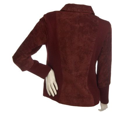 Linea by Louis DellOlio Suede Jacket w/Rib Knit Back Panels & Cuffs