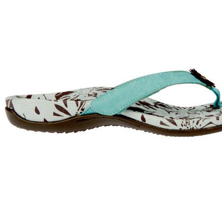 Orthaheel Lara Printed Orthotic Thong Sandals w/Flower Detail