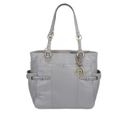 Maxx New York Pebble Leather North/South Tote w/ Croco Leather Trim - A222671