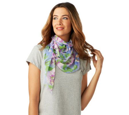Isaac Mizrahi Live! Ikat Floral Print Scarf - A224471