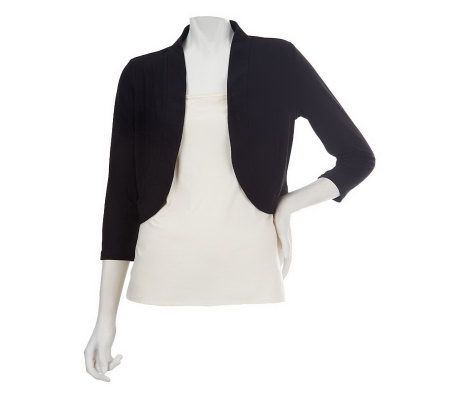 Nina Leonard Matte Jersey 3/4 Sleeve Open Front Shrug - A226071