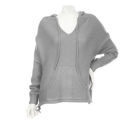 Belle Gray by Lisa Rinna Novelty Stitch Sweater with Hood - A227371