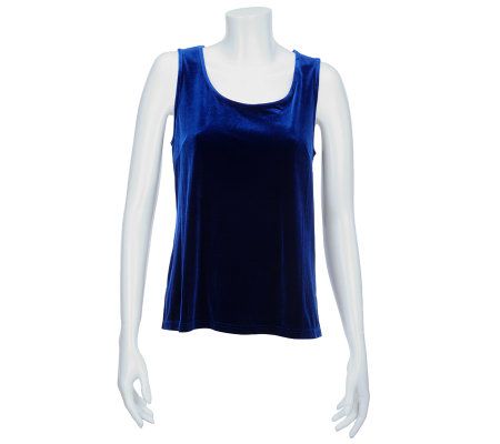 Bob Mackies Velvet Tank with Rounded Neckline & Side Slits - A229271