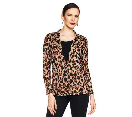 Joan Rivers Luxe Mesh Leopard Print Blazer - A230471