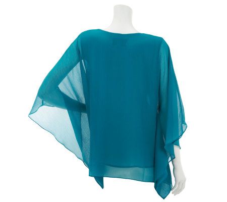 Bob Mackies Boat Neck Caftan Top with Sequin Detail