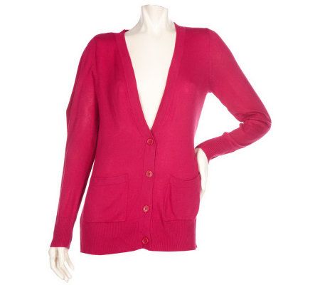 Motto Fine Gauge Boyfriend Cardigan with Printed Lining - A93571