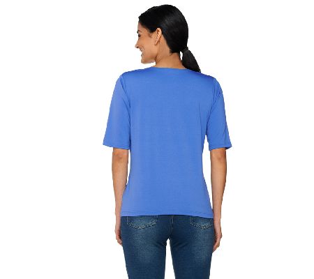 Susan Graver Essentials Butterknit Elbow Sleeve U-neck Top