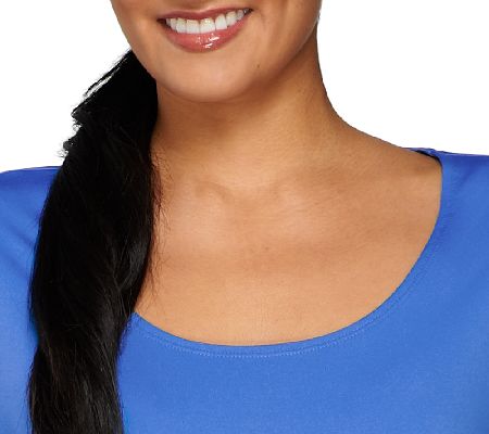 Susan Graver Essentials Butterknit Elbow Sleeve U-neck Top