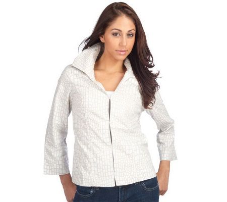 George Simonton Bracelet Sleeve Foil Print Jacket with Seaming Detail - A201572