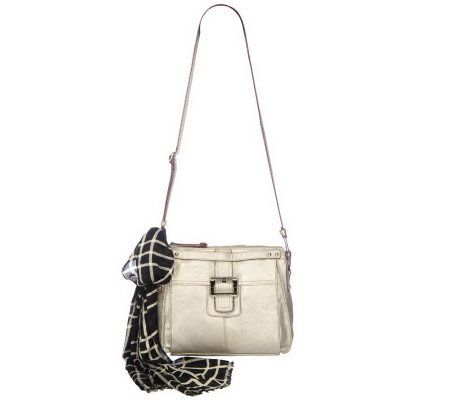 Isaac Mizrahi Live! Pebble Leather Top Zip Crossbody Bag - A213772