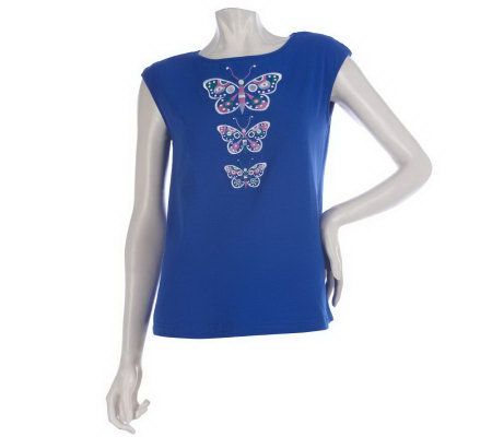Bob Mackies Sleeveless 3 Butterfly Knit Top - A215572