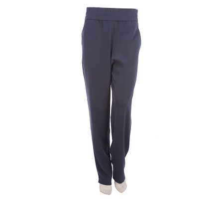 George Simonton High-Waisted Slim Leg Trouser Pants w/ElasticWaist - A216472