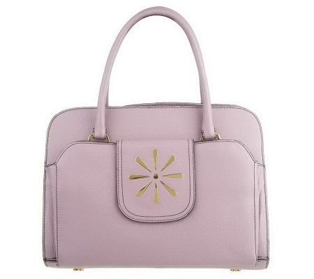 As Is Isaac Mizrahi Live! Pebble Leather Logo Tab Satchel - A219672