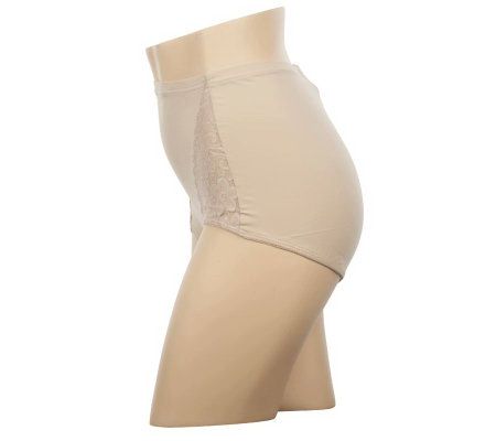 Barely Breezies Set of Two Lace Inset Brief Panties UltimAir Lining