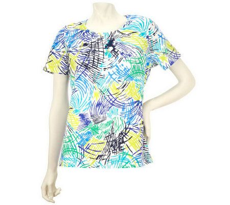 Liz Claiborne New York Firework Print Shirred Knit Top - A223972