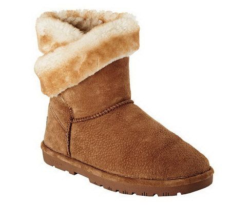 Lamo Wrap Suede Water Resistant Boots with Faux Fur - A226972