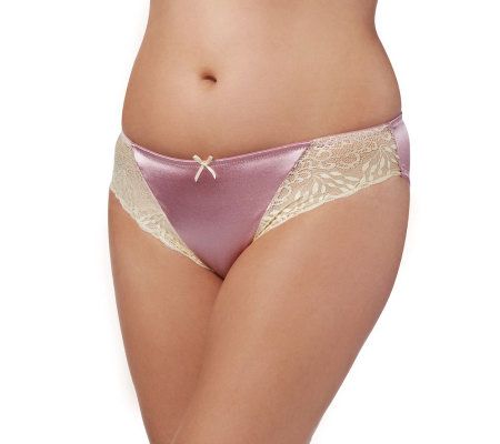 Barely Breezies Satin and Lace Trim Brief Panty - A227172