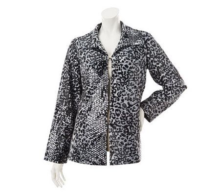George Simonton Fully Lined Animal Print Jacket with Paillettes - A228572