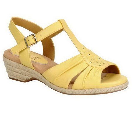 Softspots Adalynn Studded T Strap Wedge Sandals - A327572
