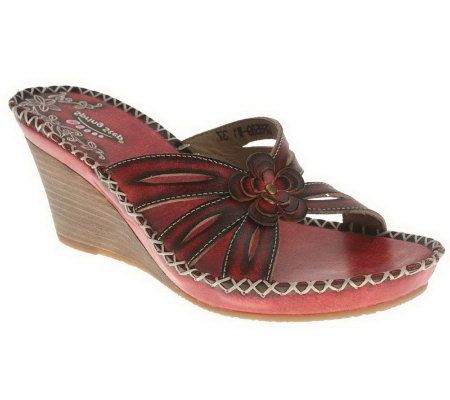 Spring Step Style Lithe Leather Wedge Slide Sandals - A328672