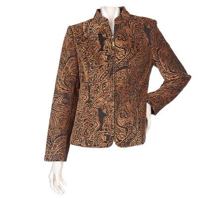 Susan Graver Lined Chenille Jacquard Paisley Tapestry Jacket - A92272