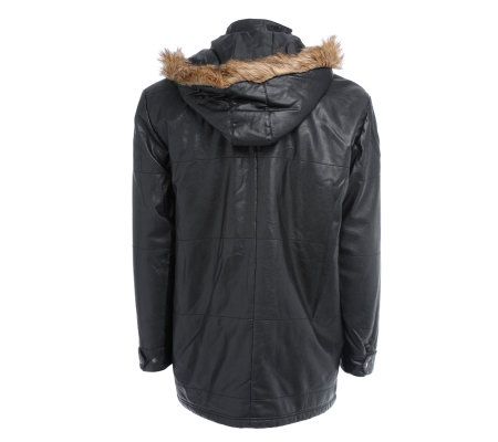 Excelled Faux Leather Mens Hooded ParkaCoat